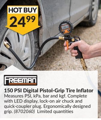Princess Auto 150 psi digital pistol-grip tire inflator offer