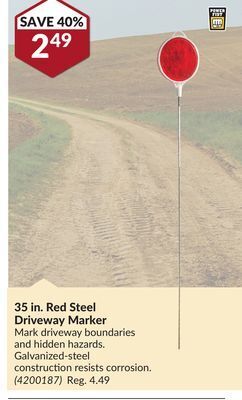 Princess Auto 35 in. red steel driveway marker offer