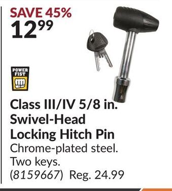 Princess Auto Class iii/iv 5/8 in. swivel-head locking hitch pin offer