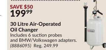 Princess Auto 30 litre air-operated oil changer offer