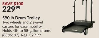 Princess Auto 590 lb drum trolley offer
