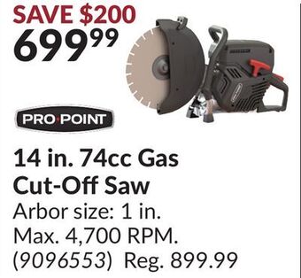 Princess Auto 14 in. 74cc gas cut-off saw offer