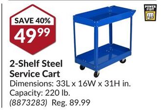 Princess Auto 2-shelf steel service cart offer