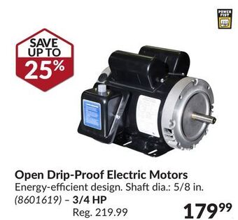 Princess Auto Open drip-proof electric motors offer