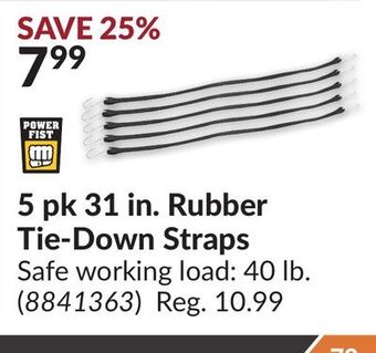 Princess Auto 5 pk 31 in. rubber tie-down straps offer