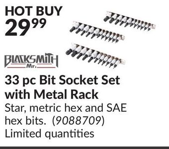 Princess Auto 33 pc bit socket set with metal rack offer