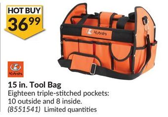 Princess Auto 15 in. tool bag offer
