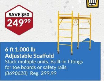 Princess Auto 6 ft1,000 lb adjustable scaffold offer