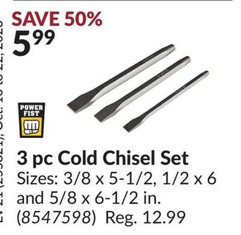 Princess Auto 3 pc cold chisel set offer