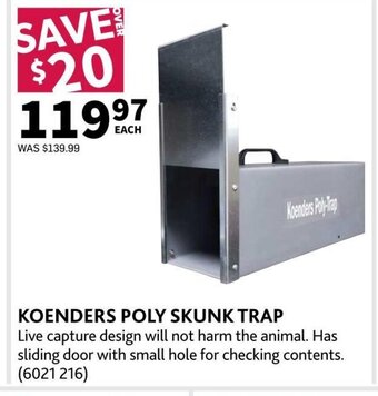 Co-op KOENDERS POLY SKUNK TRAP offer