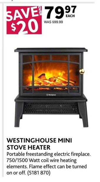 Co-op WESTINGHOUSE MINI STOVE HEATER offer
