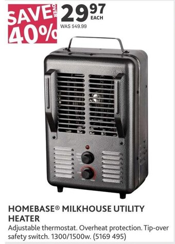 Co-op HOMEBASE MILKHOUSE UTILITY HEATER offer