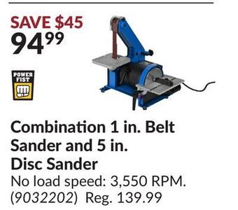 Princess Auto Combination 1 in. belt sander and 5 in. disc sander offer