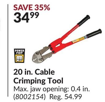 Princess Auto 20 in. cable crimping tool offer