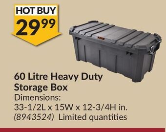Princess Auto 60 litre heavy duty storage box offer