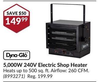 Princess Auto Dyna-glo 5,000w 240v electric shop heater offer