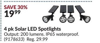 Princess Auto 4 pk solar led spotlights offer