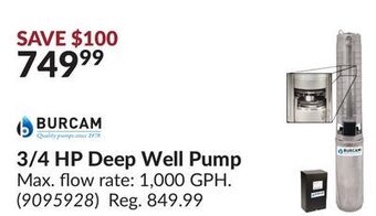 Princess Auto 3/4 hp deep well pump offer