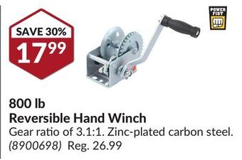 Princess Auto 800 lb reversible hand winch offer