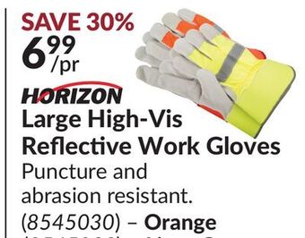 Princess Auto Large high-vis reflective work gloves offer