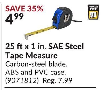 Princess Auto 25 ft x 1 in. sae steel tape measure offer