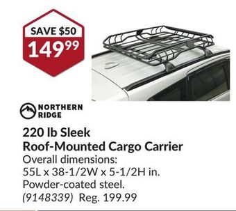 Princess Auto 220 lb sleek roof-mounted cargo carrier offer