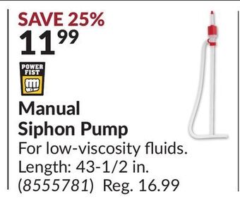 Princess Auto Manual siphon pump offer