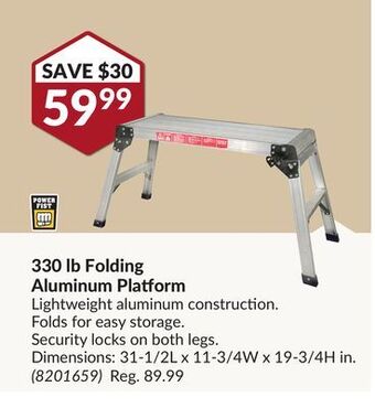 Princess Auto Power fist 330 lb folding aluminum platform offer
