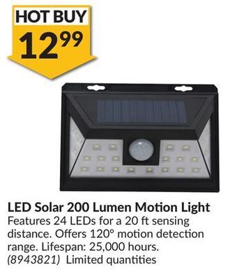 Princess Auto Led solar 200 lumen motion light offer