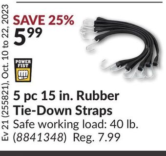 Princess Auto 5 pc 15 in. rubber tie-down straps offer