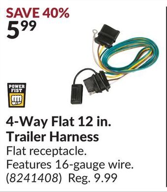 Princess Auto 4-way flat 12 in. trailer harness offer