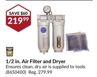 Princess Auto 1/2 in. air filter and dryer offer