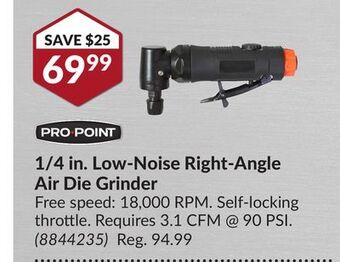 Princess Auto 1/4 in. low-noise right-angle air die grinder offer