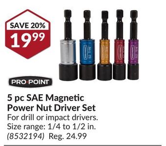 Princess Auto 5 pc sae magnetic power nut driver set offer
