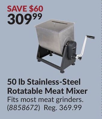Princess Auto 50 lb stainless-steel rotatable meat mixer offer
