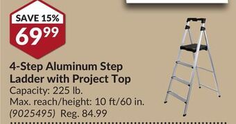Princess Auto 4-step aluminum step ladder with project top offer