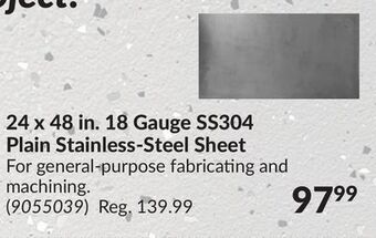 Princess Auto 24 x 48 in. 18 gauge ss304 plain stainless-steel sheet offer