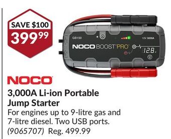 Princess Auto 3, 000a li-ion portable jump starter offer