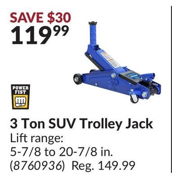 Princess Auto 3 ton suv trolley jack lift range offer