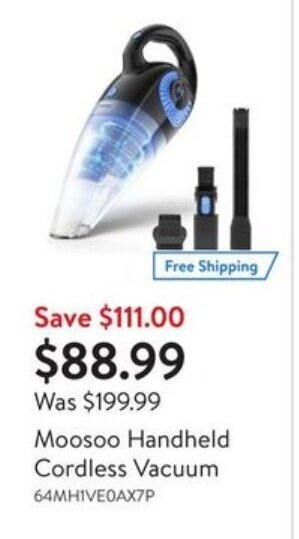 Walmart Moosoo Handheld Cordless Vacuum offer