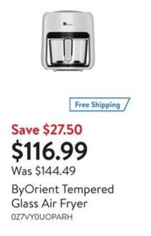 Walmart ByOrient Tempered Glass Air Fryer offer