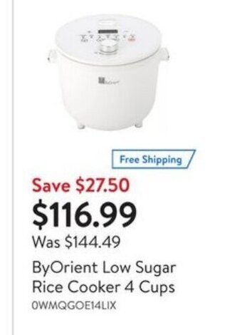 Walmart ByOrient Low Sugar Rice Cooker 4 Cups offer