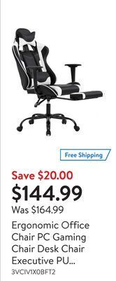Walmart Ergonomic office chair pc gaming chair desk chair executive pu leather computer chair lumbar support with footrest modern tas offer
