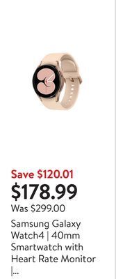 Walmart Samsung galaxy watch4 | 40mm smartwatch with heart rate monitor | brand new offer