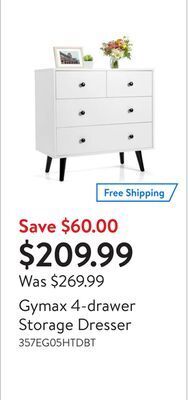Walmart Gymax 4-drawer storage dresser offer