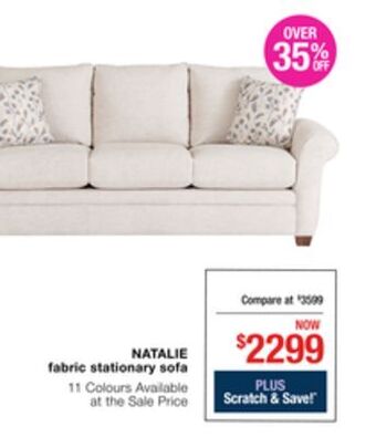 La Z Boy Natalie fabric stationary sofa offer