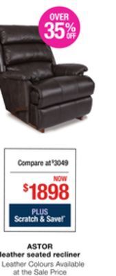 La Z Boy Astor leather seated recliner offer