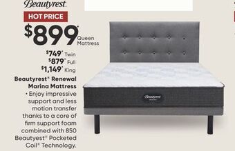 Sleep Country Beautyrest renewal marina mattress offer