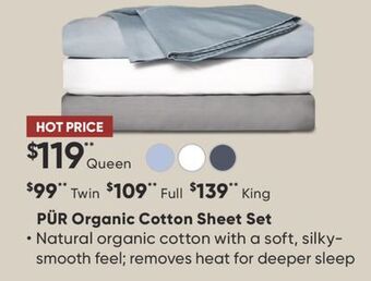 Sleep Country Pür organic cotton sheet set offer