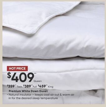 Sleep Country Premium white down duvet offer